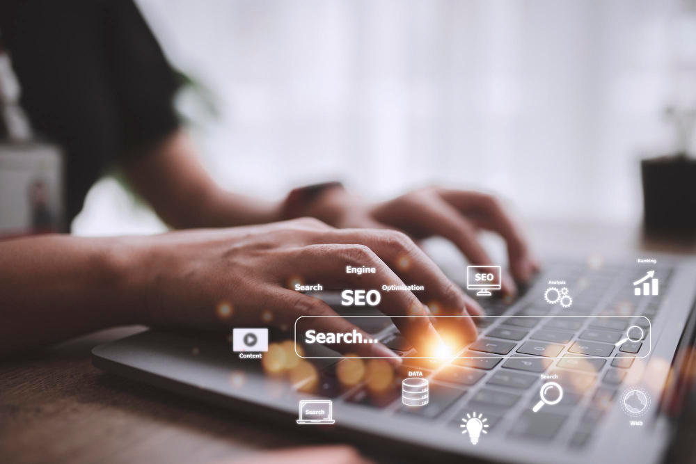 Search results page with upward trend chart — SEO setup and audit service.