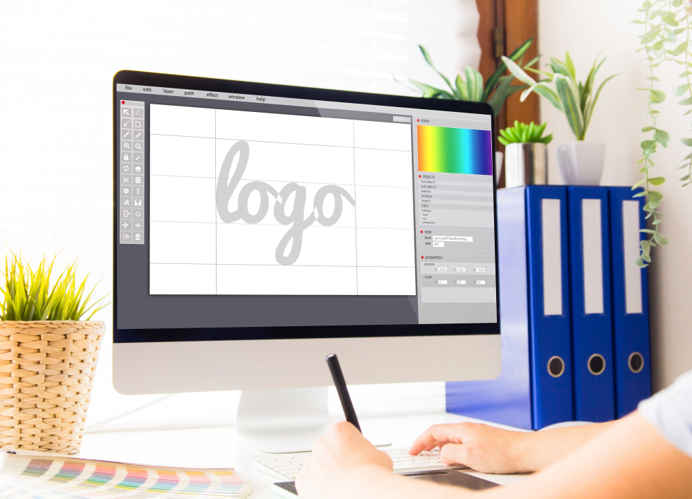 Logo concept sheet with colour palette and typography — logo design and branding service.