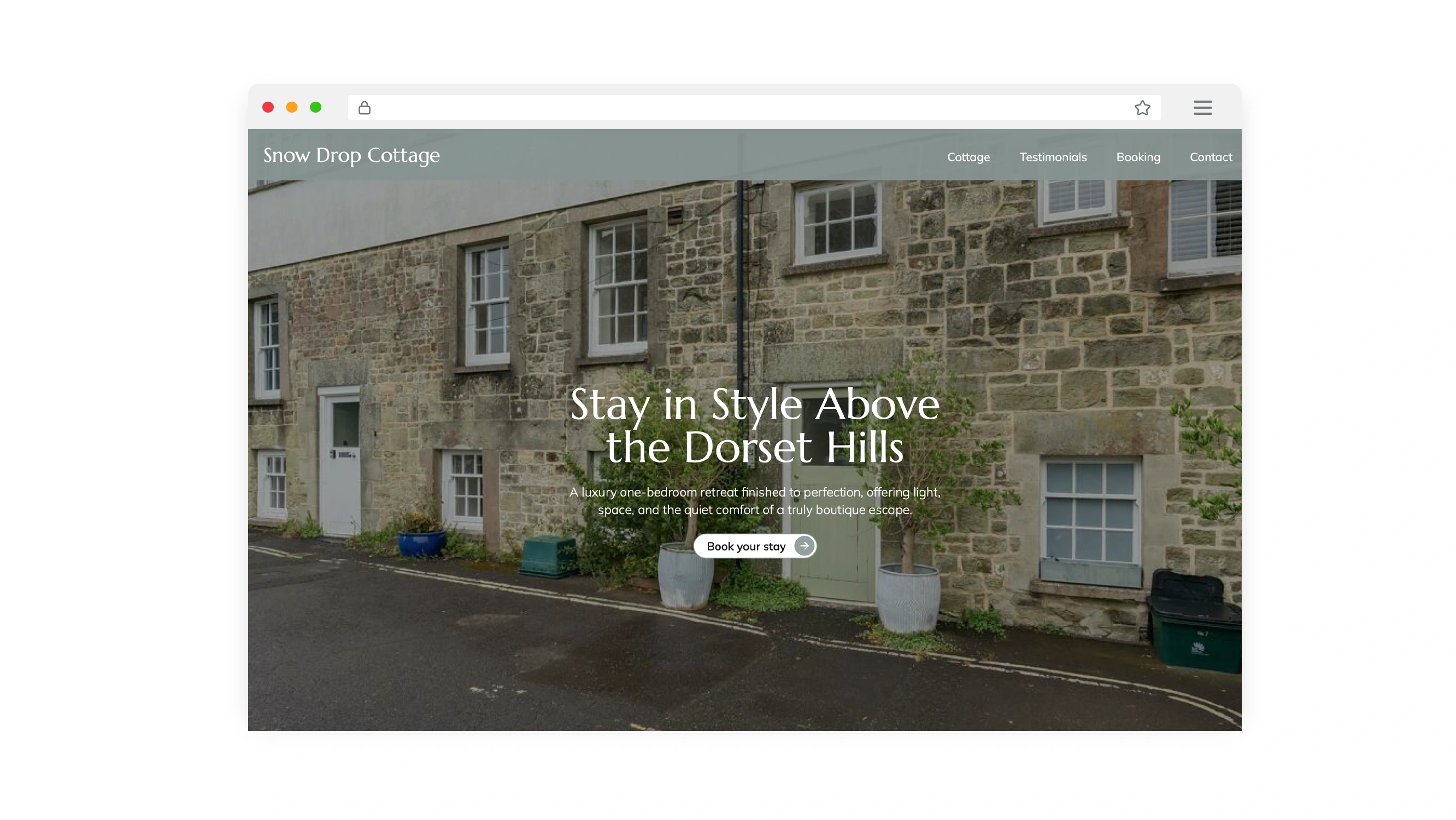 Mockups of the Snow Drop Cottage holiday cottage website design.