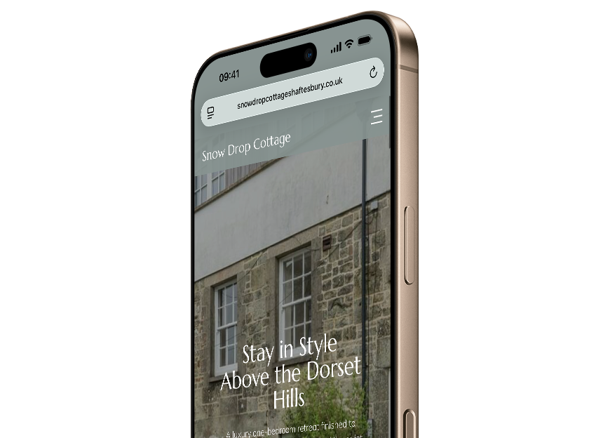 Mockups of the Snow Drop Cottage holiday cottage website design.