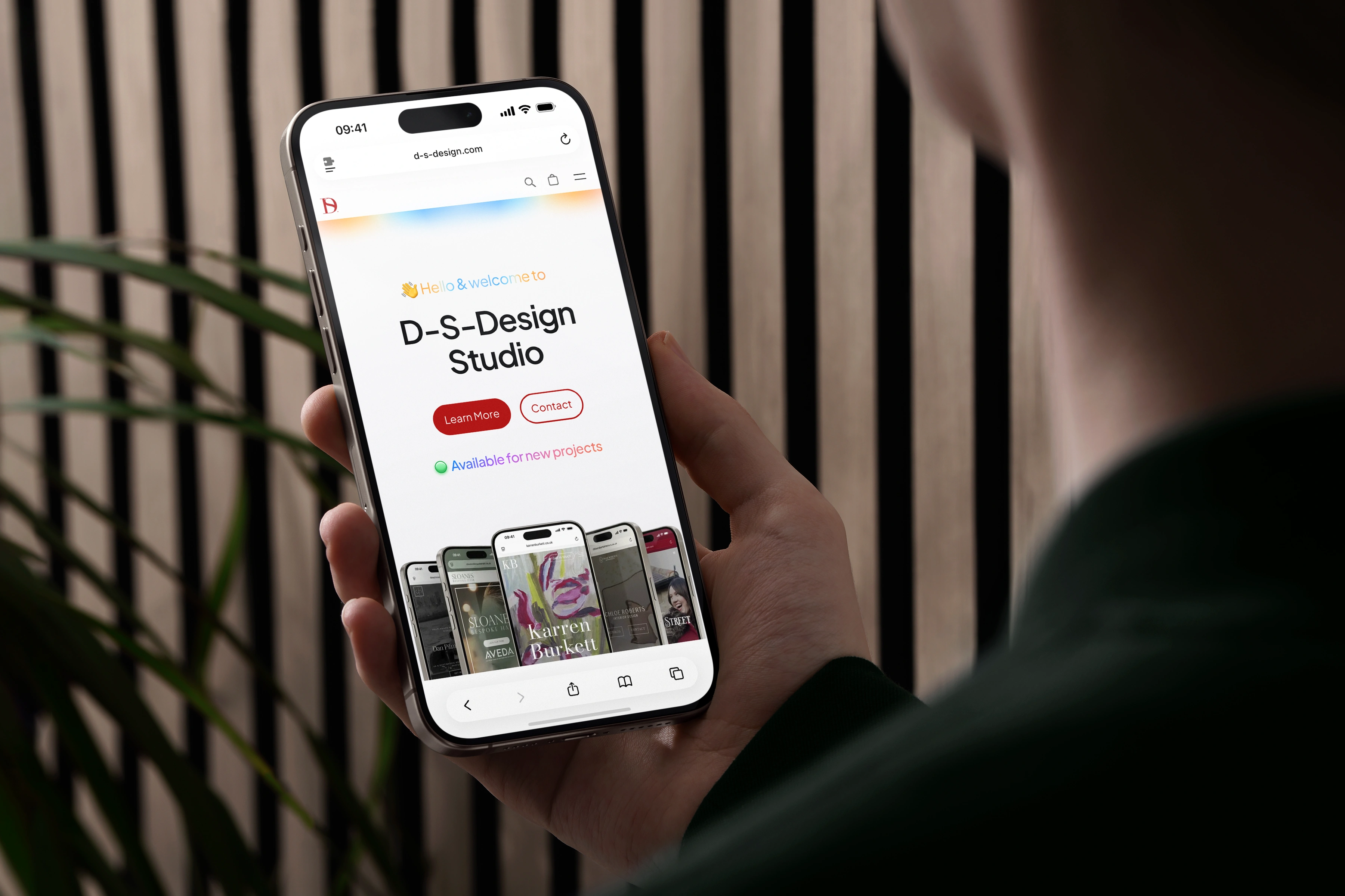Mockups of the 2026 D-S-Design Studio website redesign.