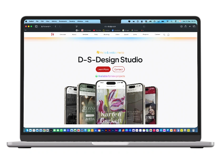 Mockups of the 2026 D-S-Design Studio website redesign.