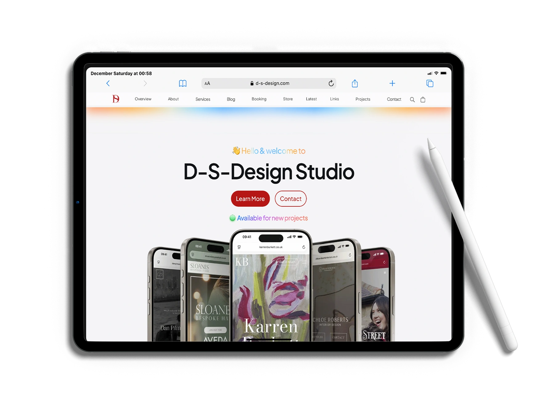 Mockups of the 2026 D-S-Design Studio website redesign.
