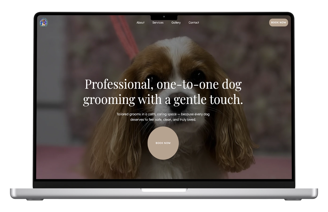 Mockup of My Divine Canine website homepage designed by D-S-Design