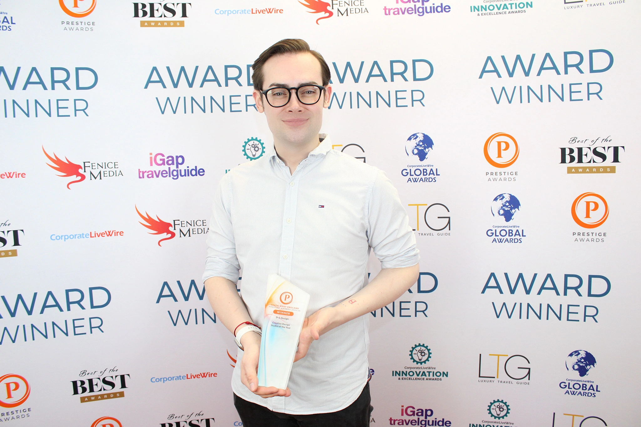 Daniel Sherlock collecting his Creative Design Studio of the Year award as D-S-Design Studio enters a new chapter in Shaftesbury.