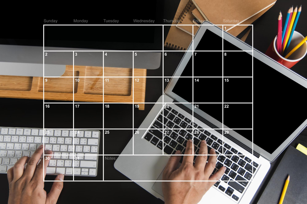Designer planning website layout and timeline while building a professional website.