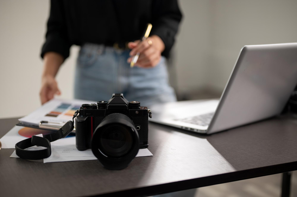 Professional photographer capturing images for a small business website.