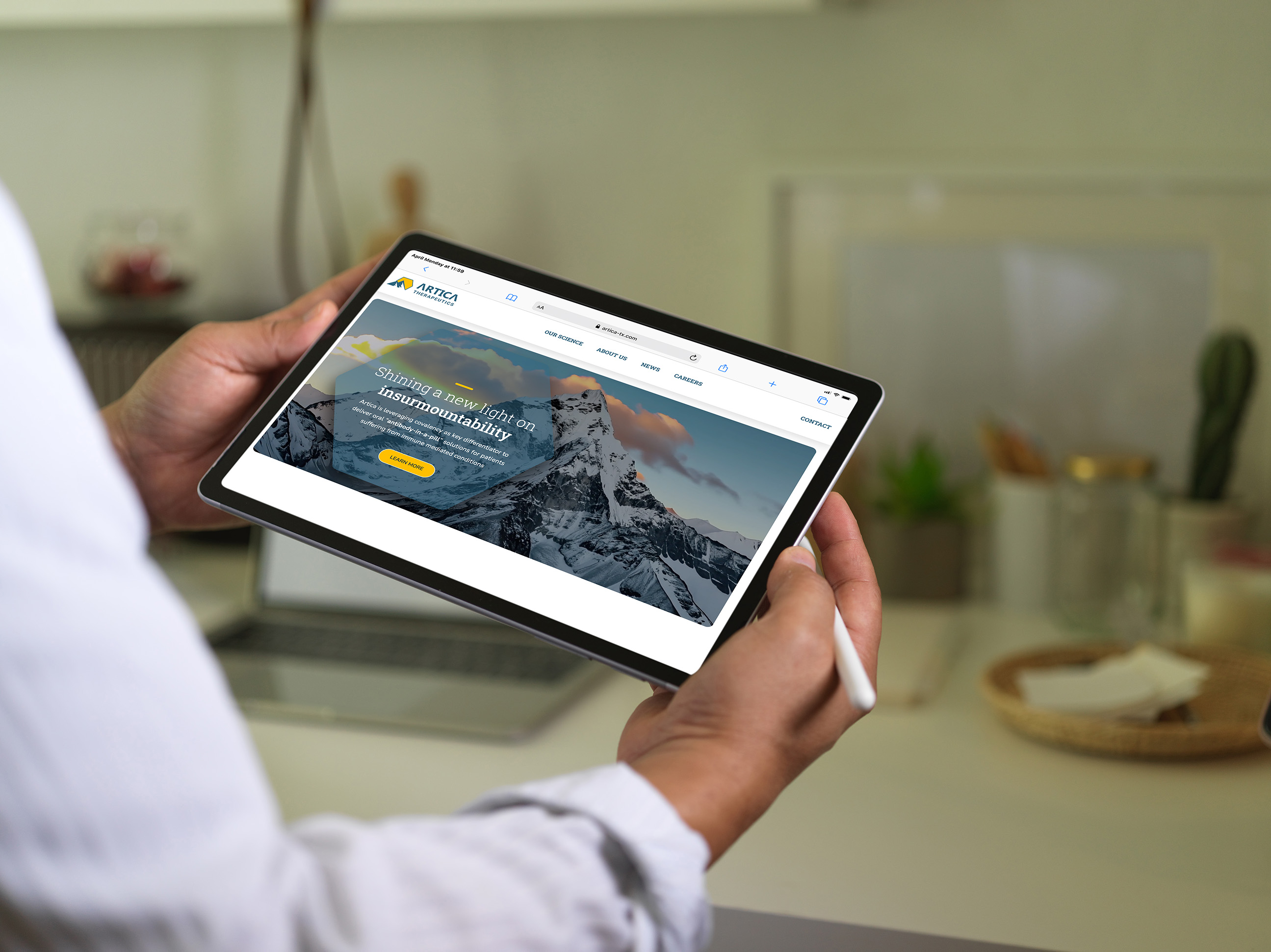 Mockups of the Artica Therapeutics website updates and refinements.