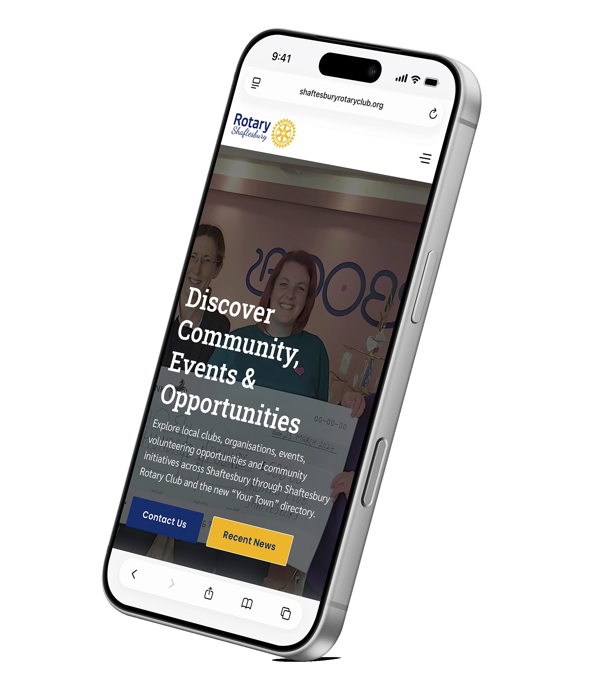 Mockups of the redesigned Shaftesbury Rotary Club website and upcoming Shaftesbury Directory.