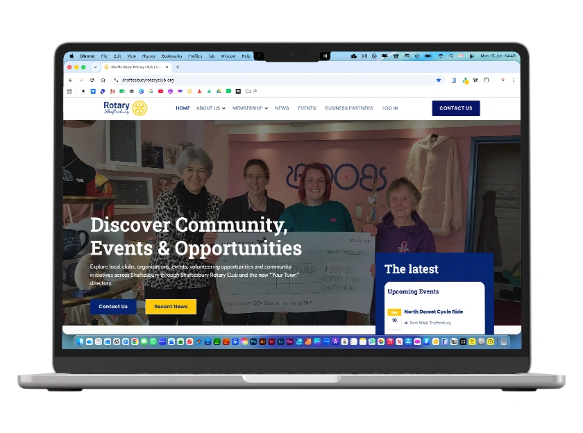 Mockups of the redesigned Shaftesbury Rotary Club website and upcoming Shaftesbury Directory.