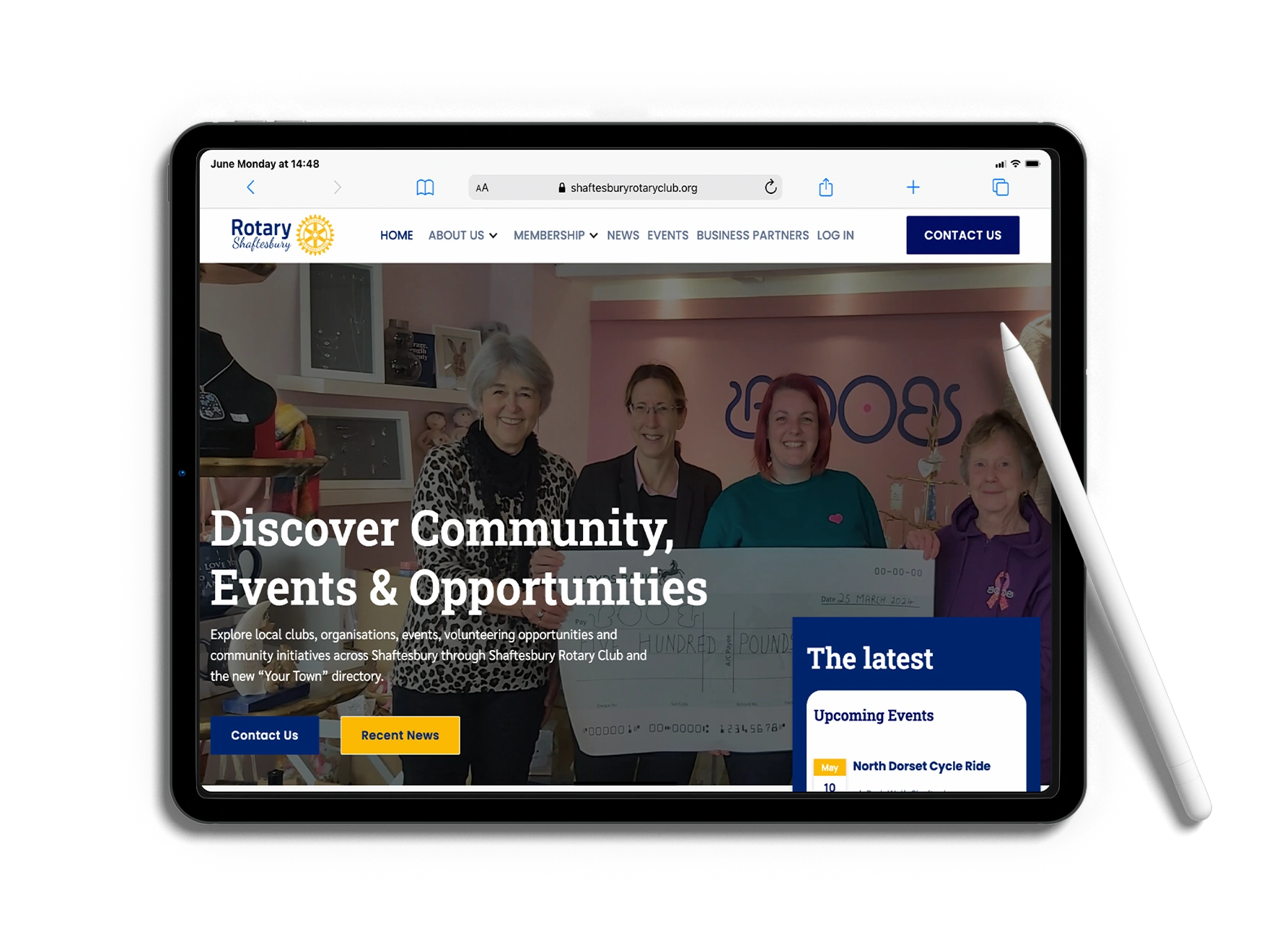 Mockups of the redesigned Shaftesbury Rotary Club website and upcoming Shaftesbury Directory.