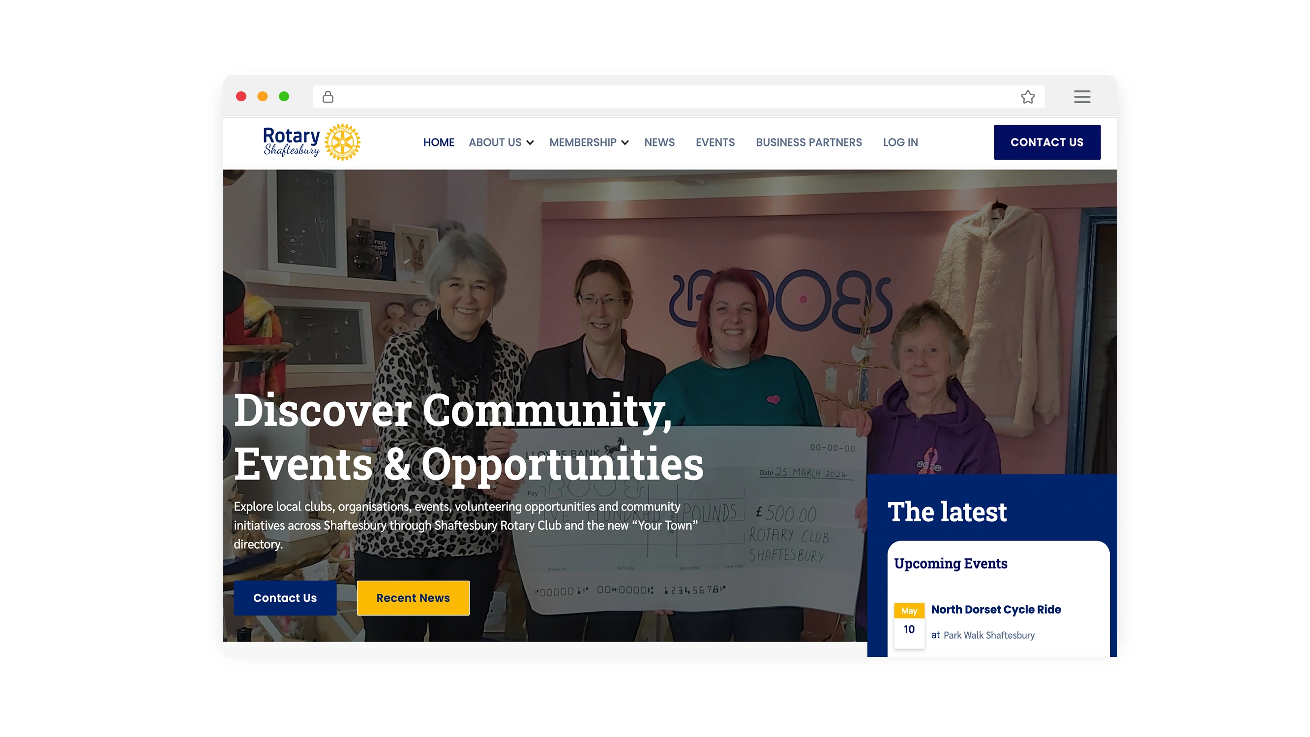 Mockups of the redesigned Shaftesbury Rotary Club website and upcoming Shaftesbury Directory.