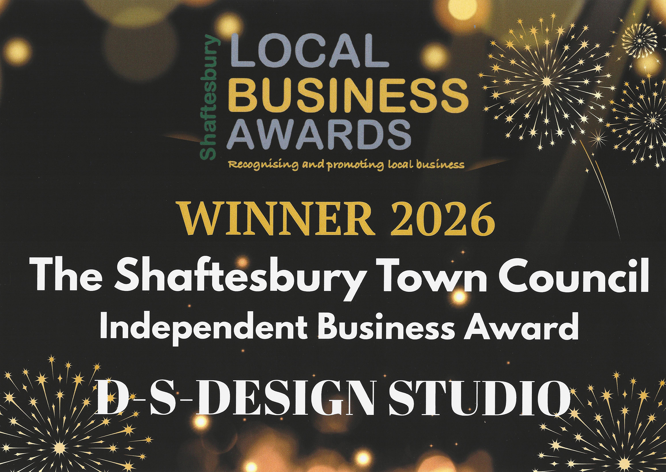 Daniel Sherlock accepting the Independent Business of the Year award at the 2026 Shaftesbury Business Awards.