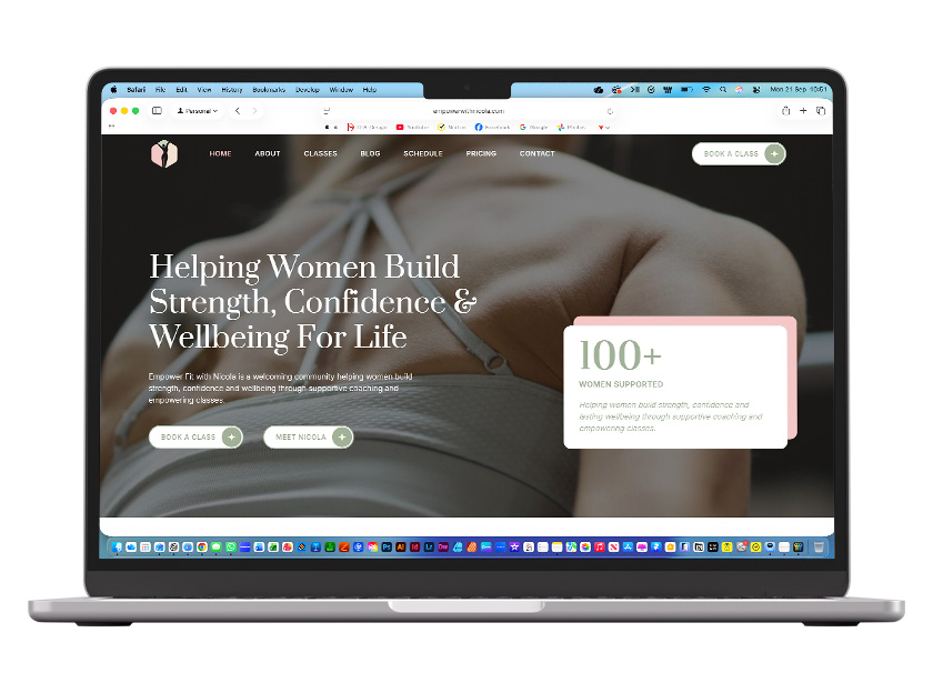Website mockups created by D-S-Design Studio for Empower Fitness with Nicola.