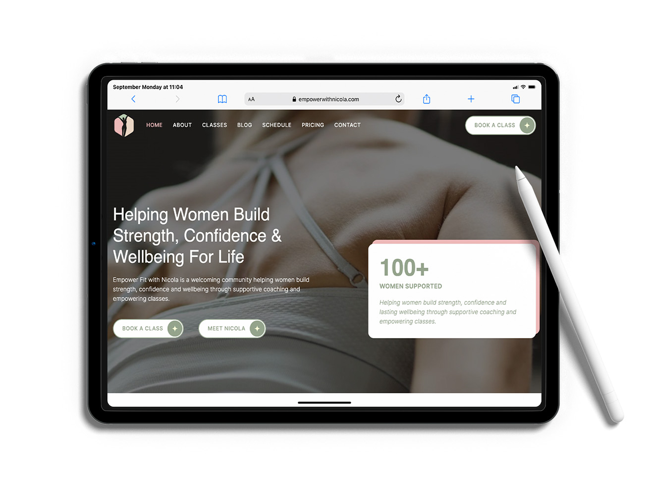 Website mockups created by D-S-Design Studio for Empower Fitness with Nicola.