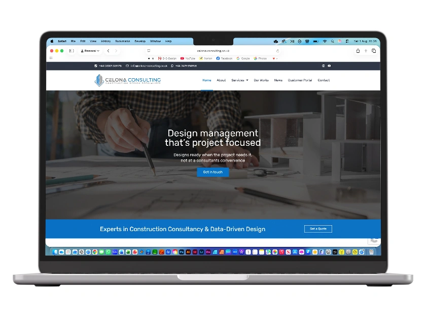 Website mockups created by D-S-Design Studio for Celona Consulting.