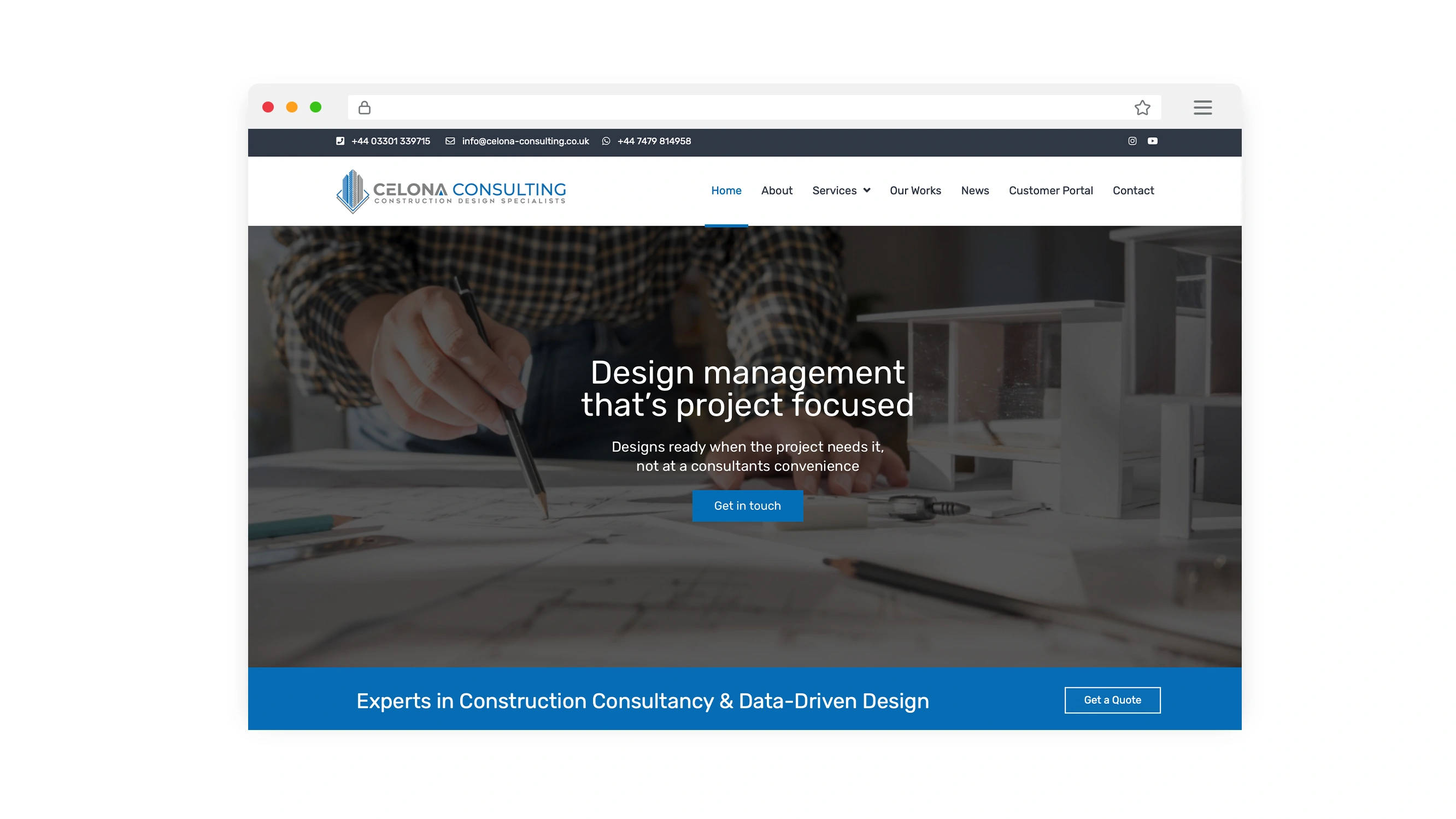 Website mockups created by D-S-Design Studio for Celona Consulting.