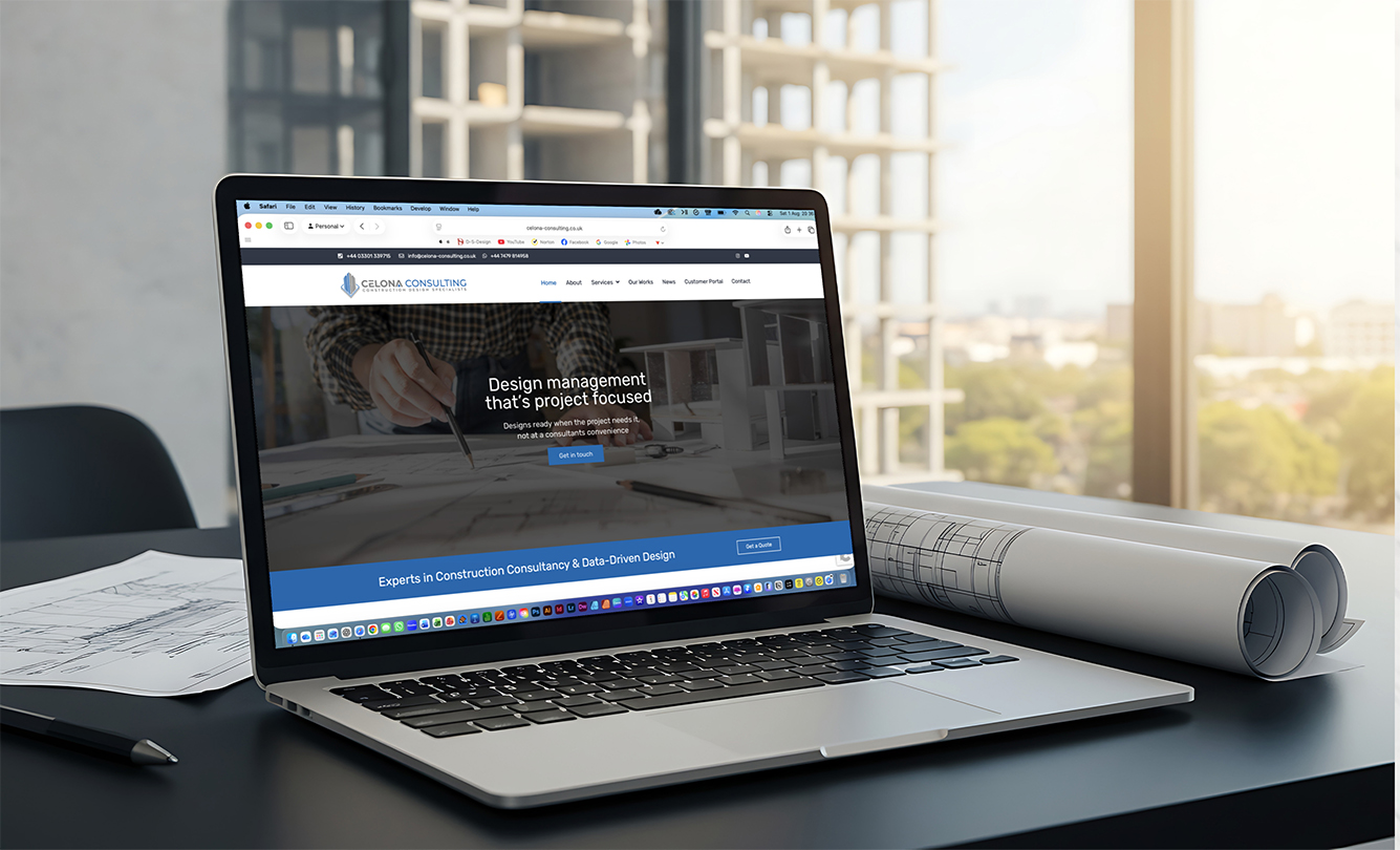 Website mockups created by D-S-Design Studio for Celona Consulting.