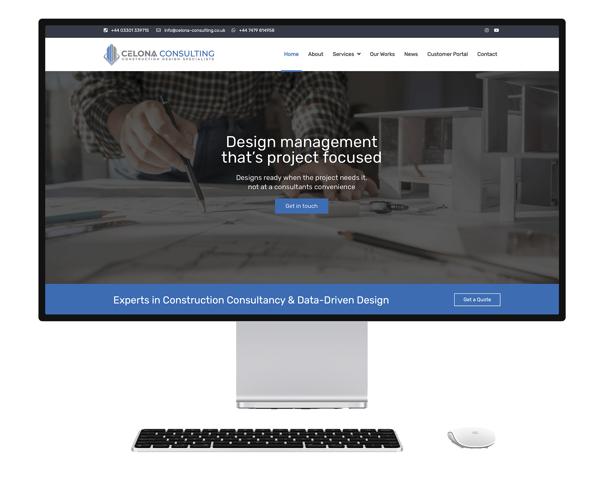 Website mockups created by D-S-Design Studio for Celona Consulting.