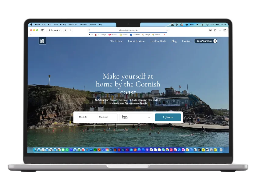 Mockups of the Killerton by the Sea bed and breakfast website design.