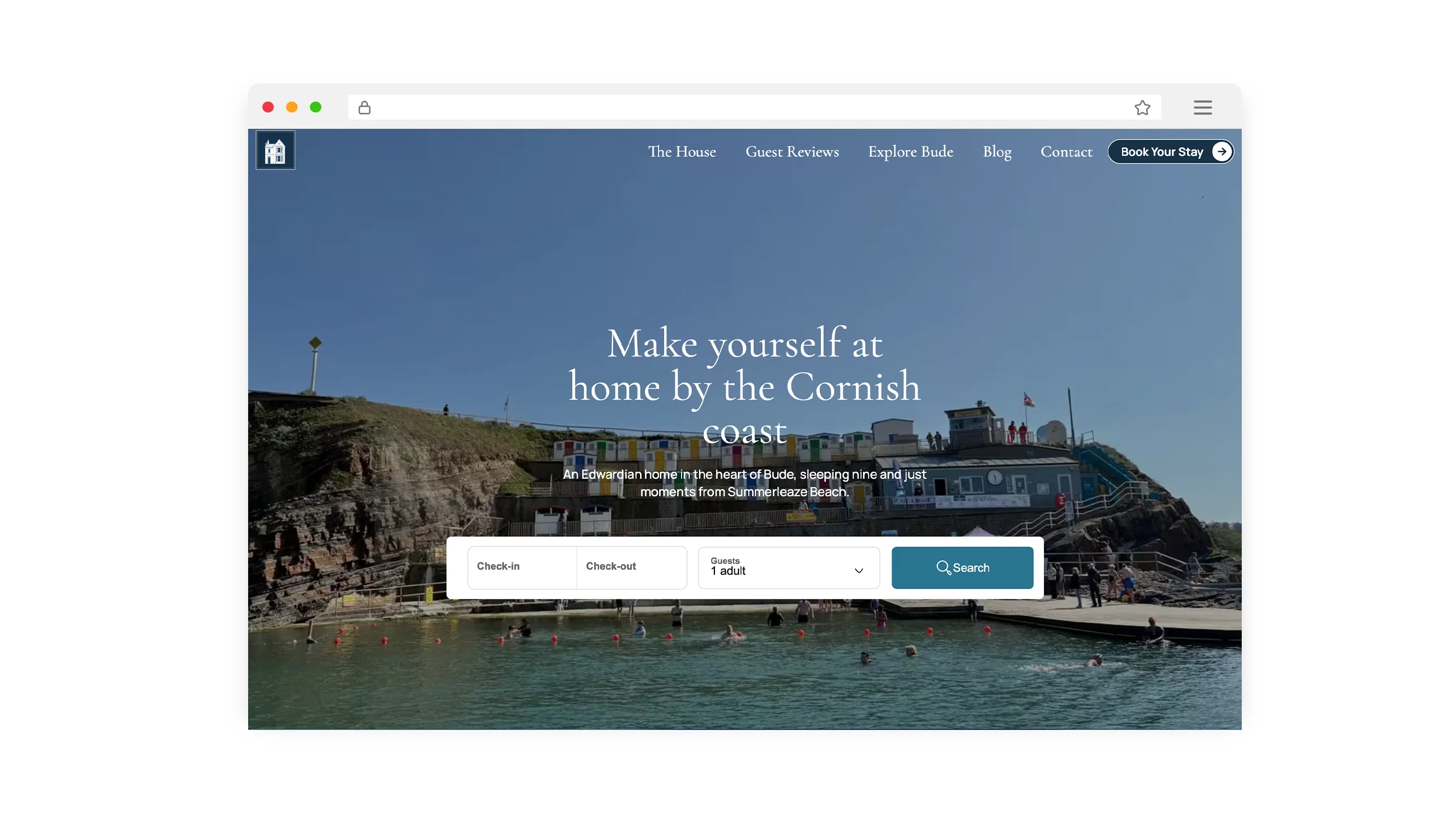 Mockups of the Killerton by the Sea bed and breakfast website design.