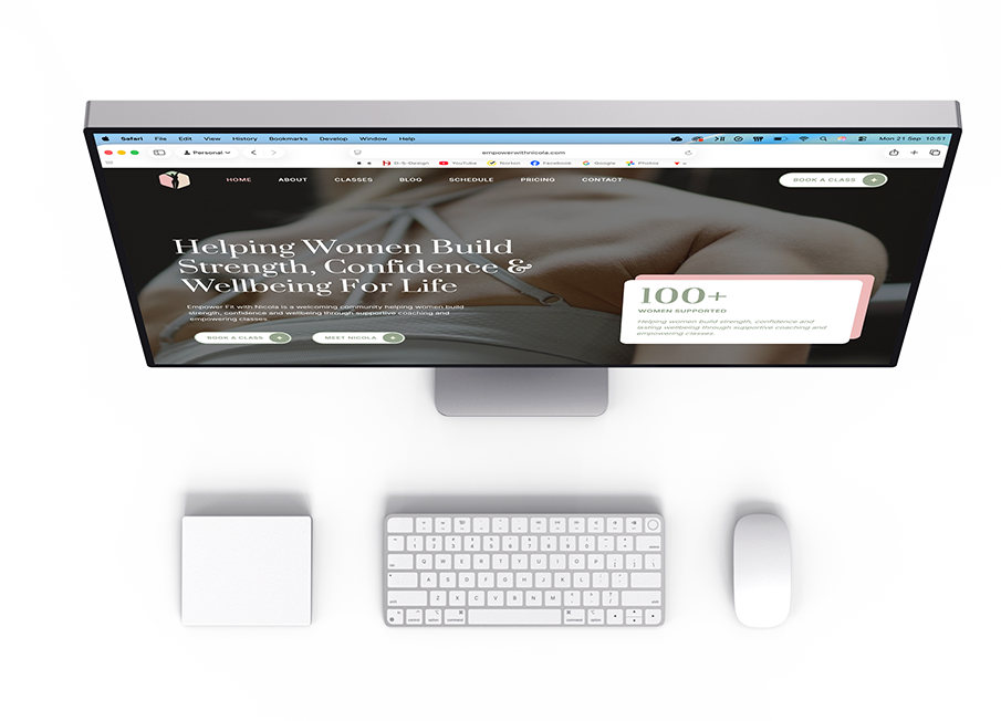 Website mockups created by D-S-Design Studio for Empower Fitness with Nicola.