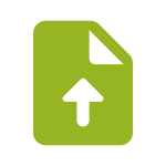 Green document icon with an upward arrow indicating upload.