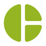 Green circular chart divided into three segments with one vertical and one horizontal dividing line.
