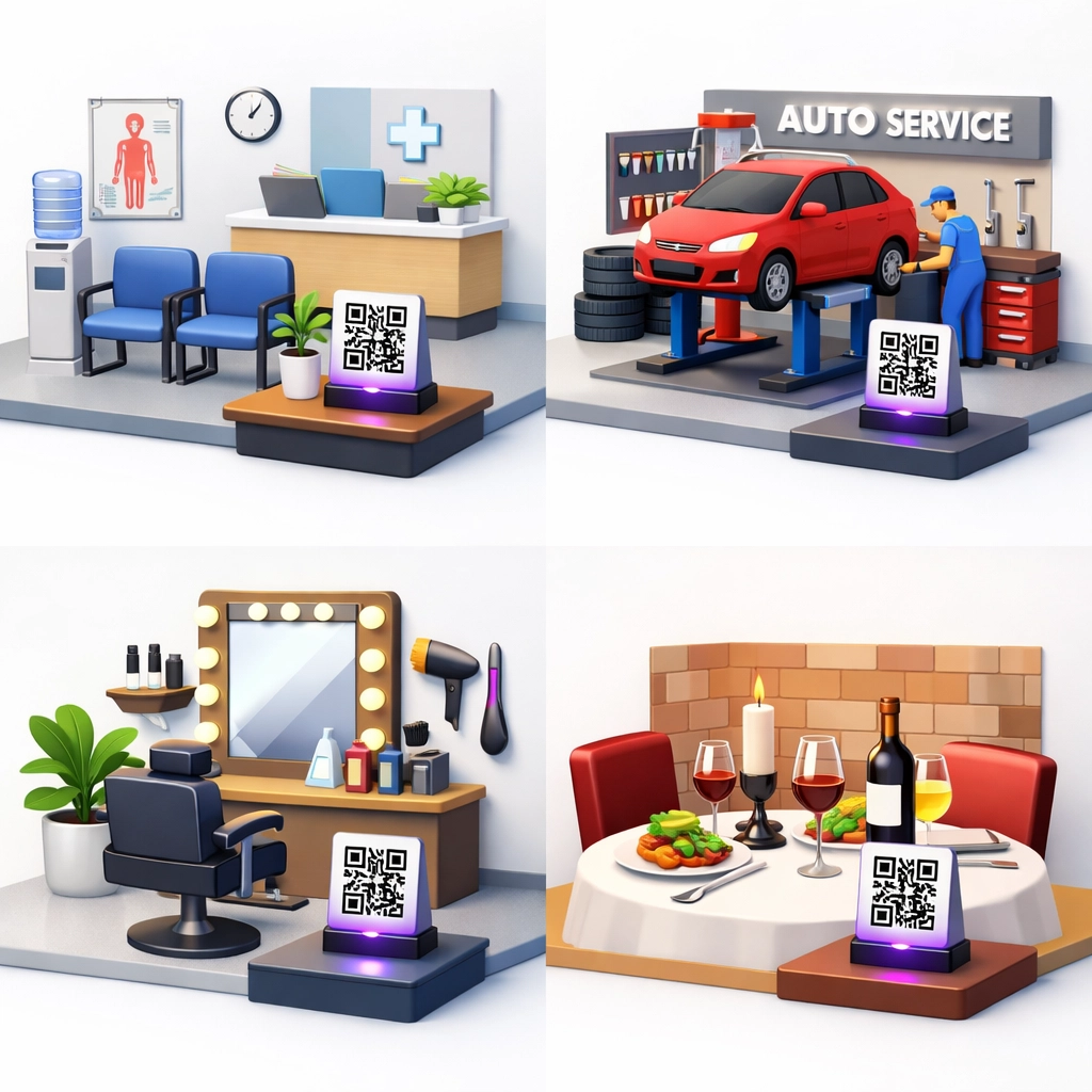 Customer engagement solutions across healthcare, automotive, salon, and dining industries