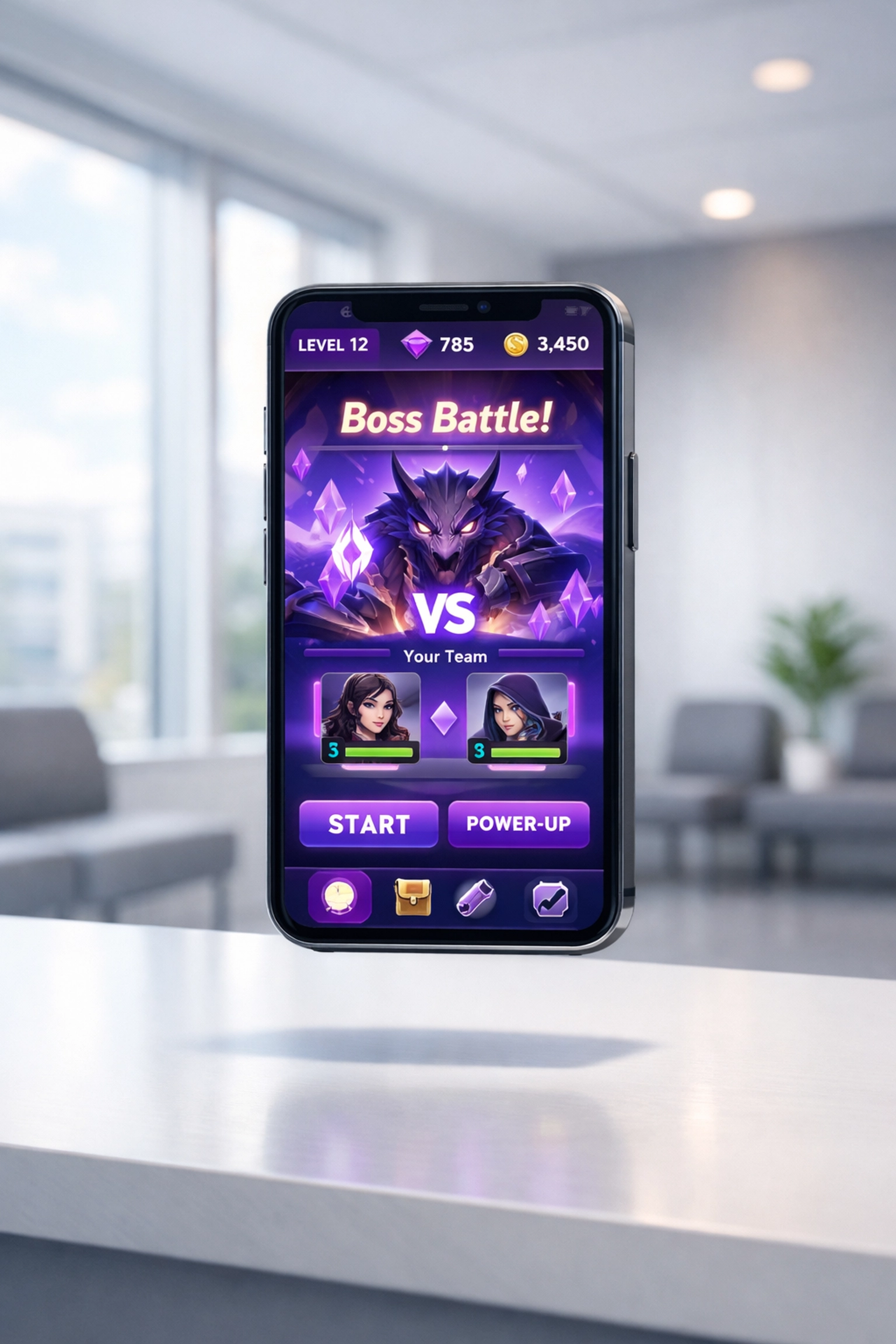 Customer using smartphone in modern waiting room to access engaging content during wait time