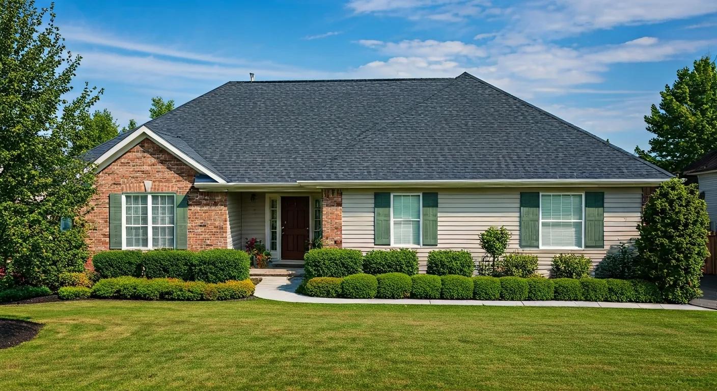 A newly reroofed house with fresh shingles, illustrating the advantages of reroofing and roof replacement