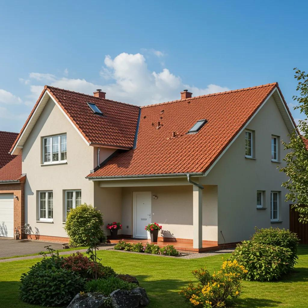 Residential home with a freshly cleaned roof, enhancing curb appeal and property value