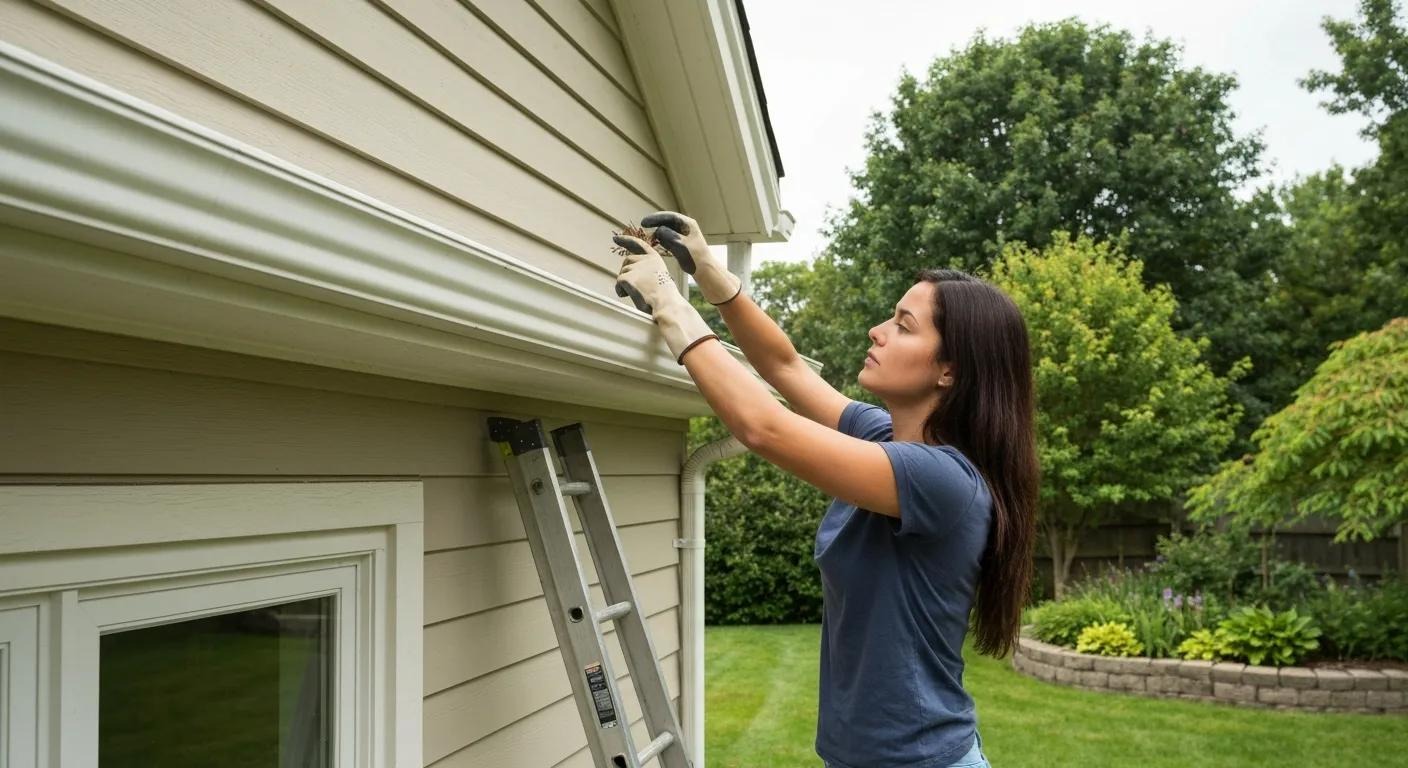Homeowner inspecting gutters for maintenance, highlighting best practices for post-installation care