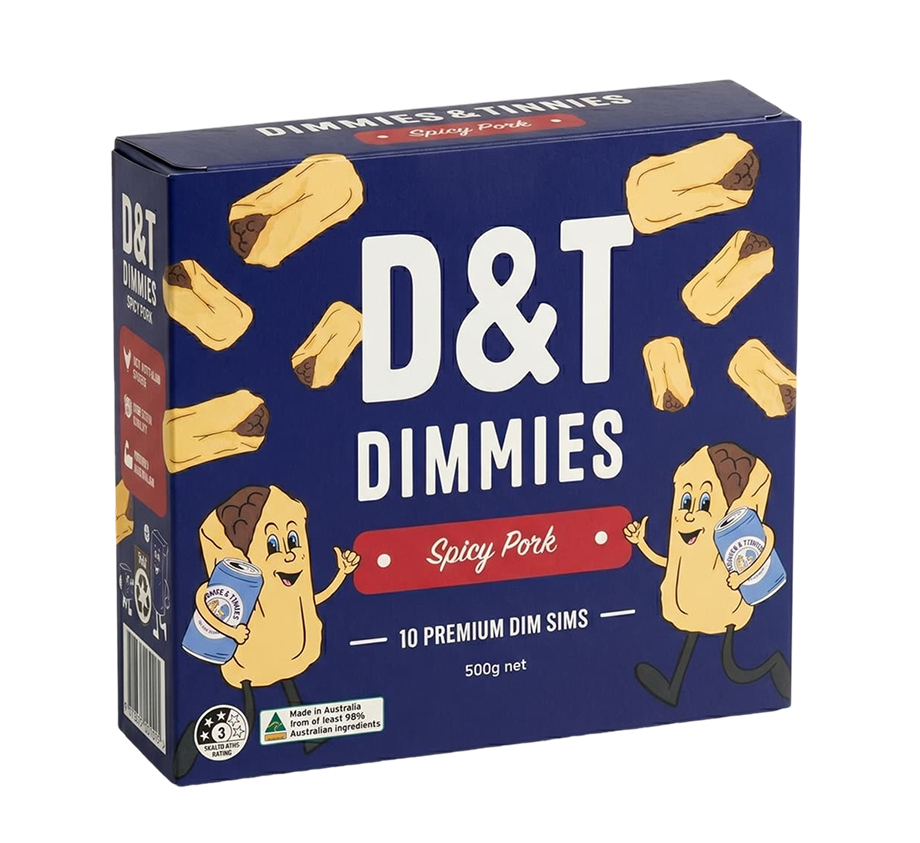Dimmies and Tinnies Chicken and Corn dim sim box