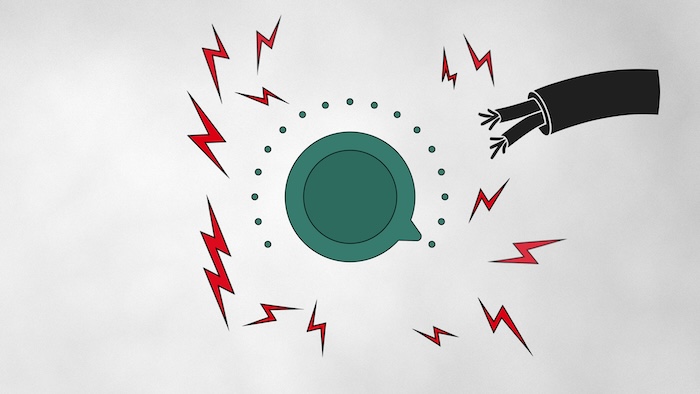 Illustration showing amplified nerve signals in visceral hypersensitivity where normal digestion feels painful