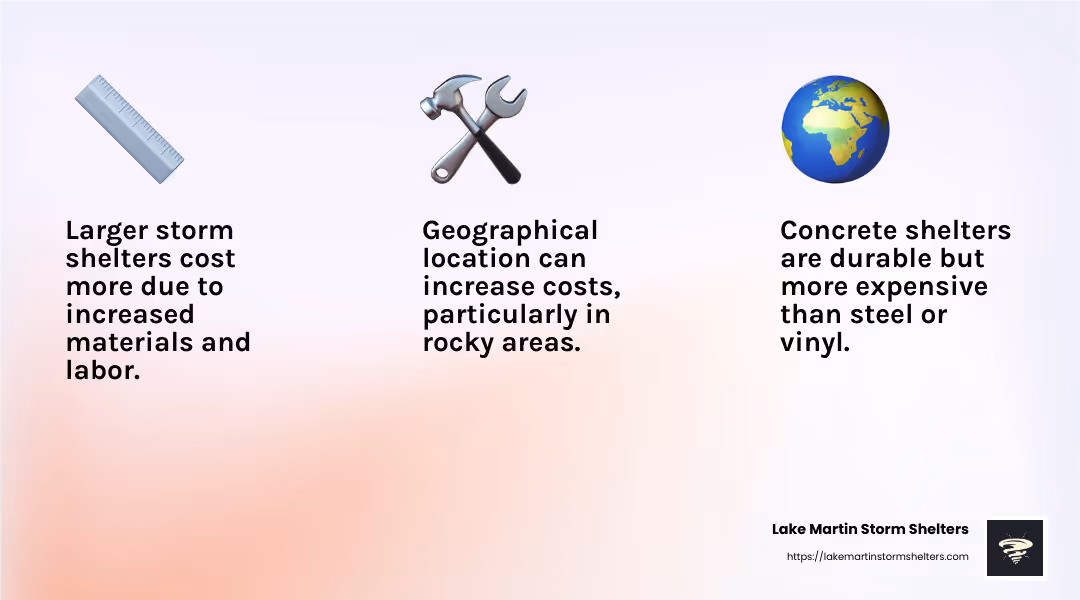 Factors influencing storm shelter installation cost - storm shelter installation cost infographic 3_facts_emoji_light-gradient