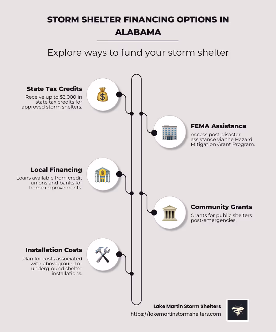 Storm Shelter Financing Options Infographic - storm shelter financing Alabama infographic infographic-line-5-steps-neat_beige