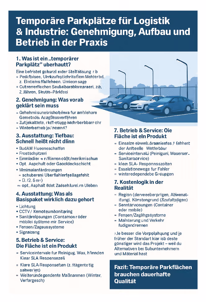 Temporäre Parkplätze für Logistik und Industrie