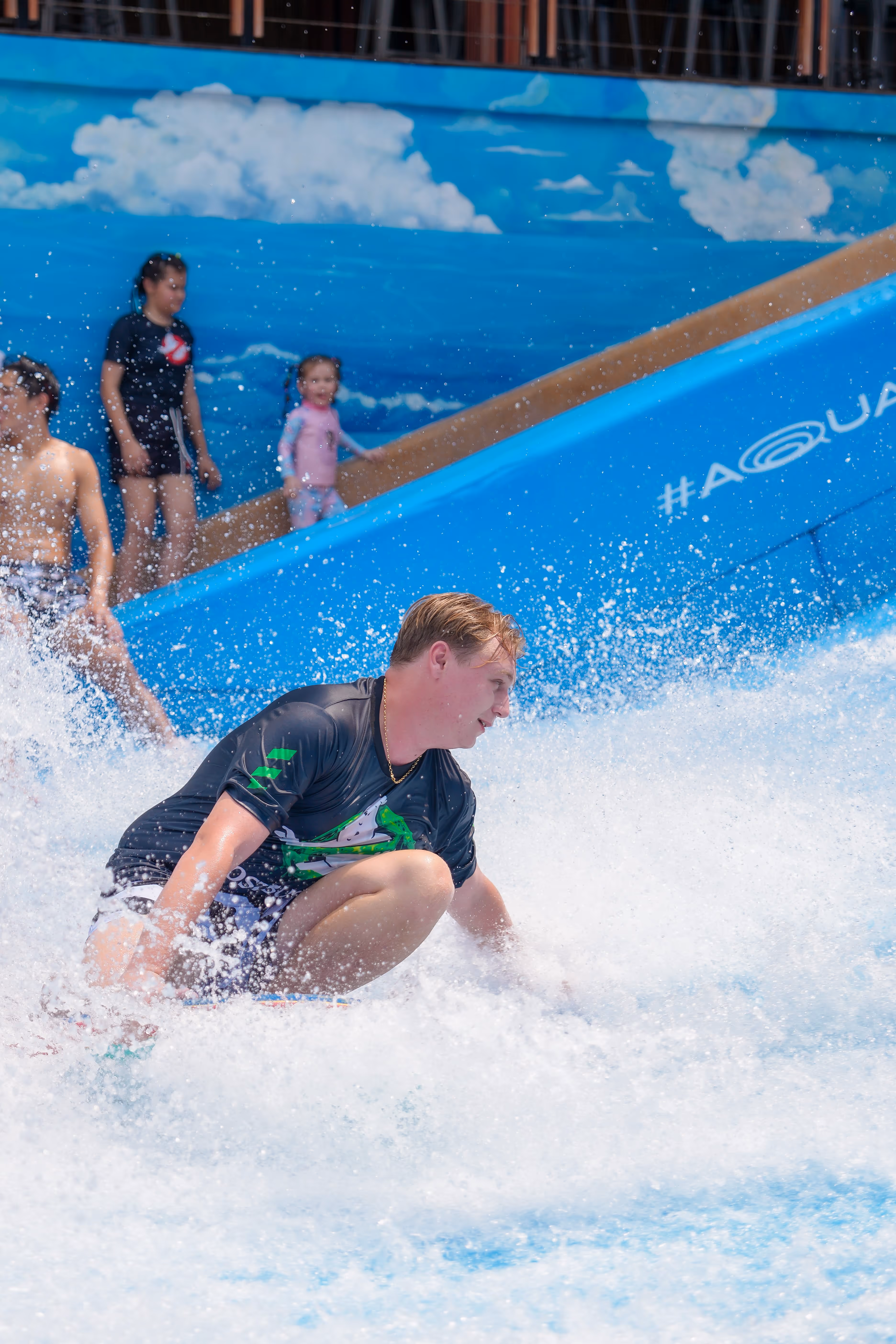surfing at surfs up zone at columbia pictures aquaverse