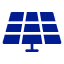 Dark blue solar panel icon on a dark background, representing renewable energy or solar power generation.
