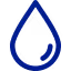 Simple blue water droplet icon on a dark background, symbolizing water, hydration, or fluidity.