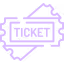 Purple outline of a ticket icon with the word 'TICKET' centered, displayed on a dark background.