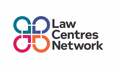 A logo: four colourful joined loops followed by the text 'Law Centres Network'.