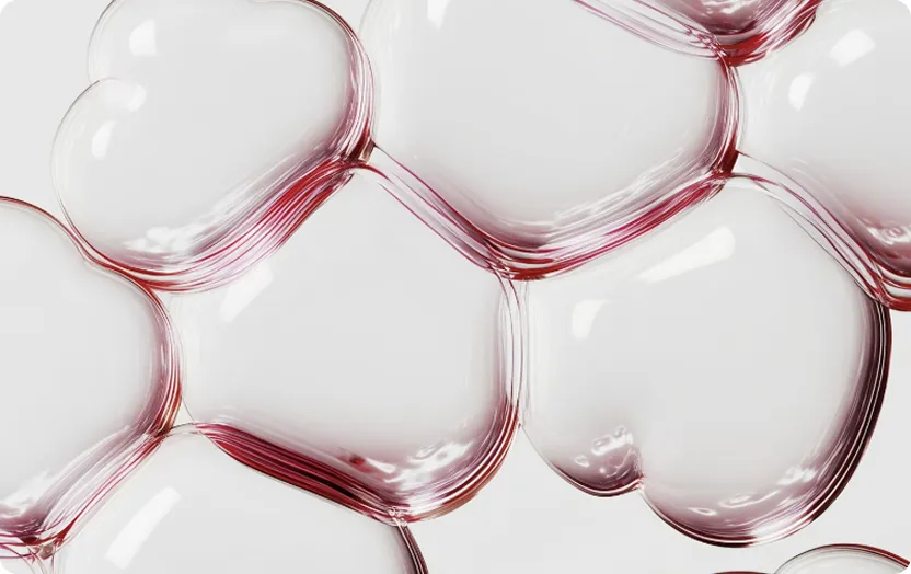 Motif de bulles translucides aux contours rosés