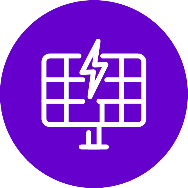 Icon eines Solarpanels mit Blitz – Symbol für Energieunabhängigkeit durch Eigenversorgung
