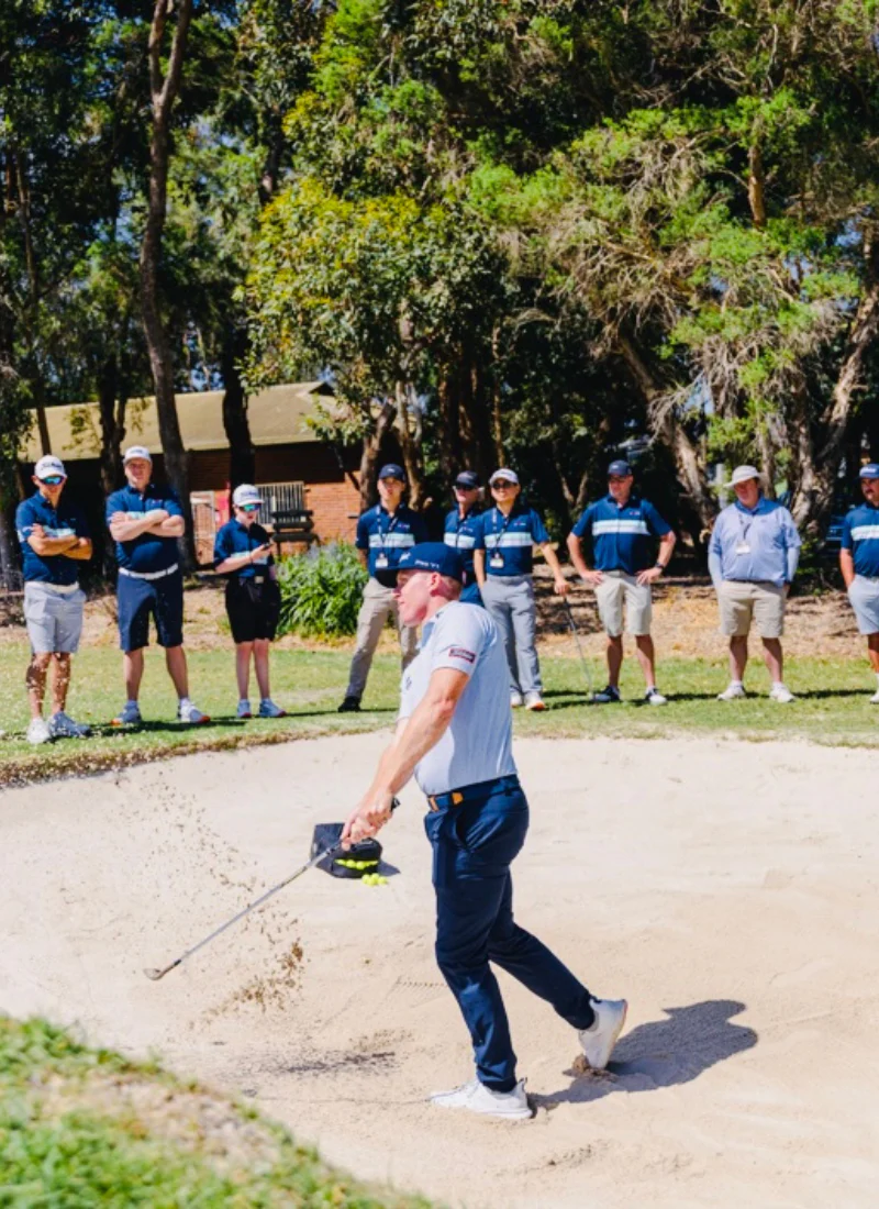 A picture of Andrew Dodt's advance students doing putting training