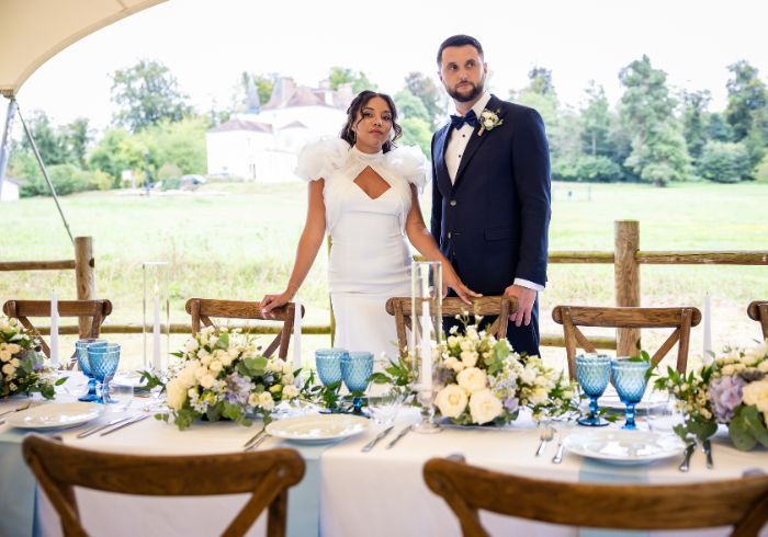 Couple de mariés au château du Grand Morin.