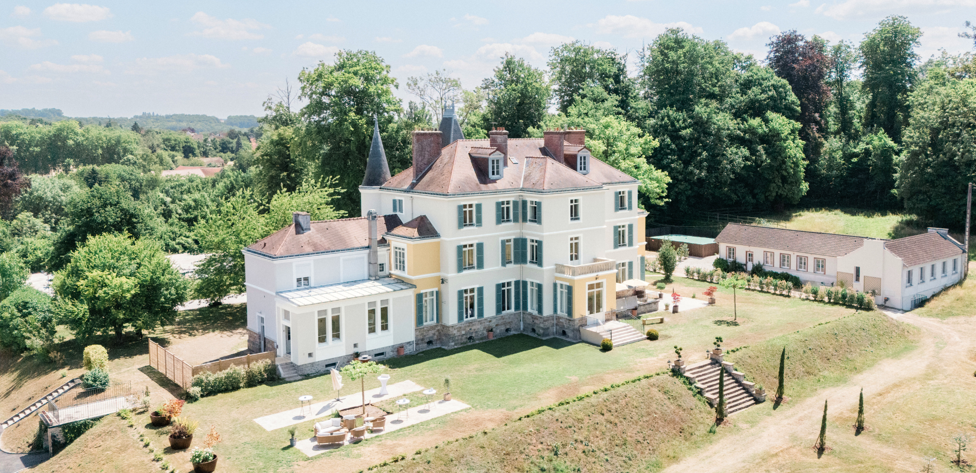 Vue aérienne du Domaine du Grand Morin.