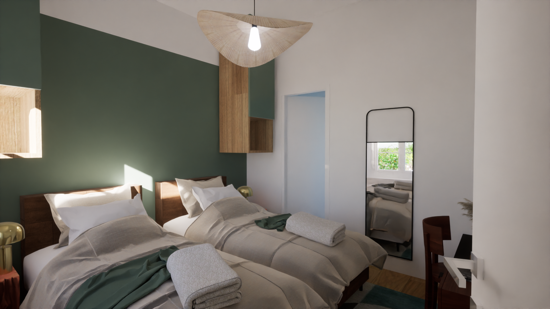 Chambre chaleureuse avec décoration soignée dans la Maison de Diane.
