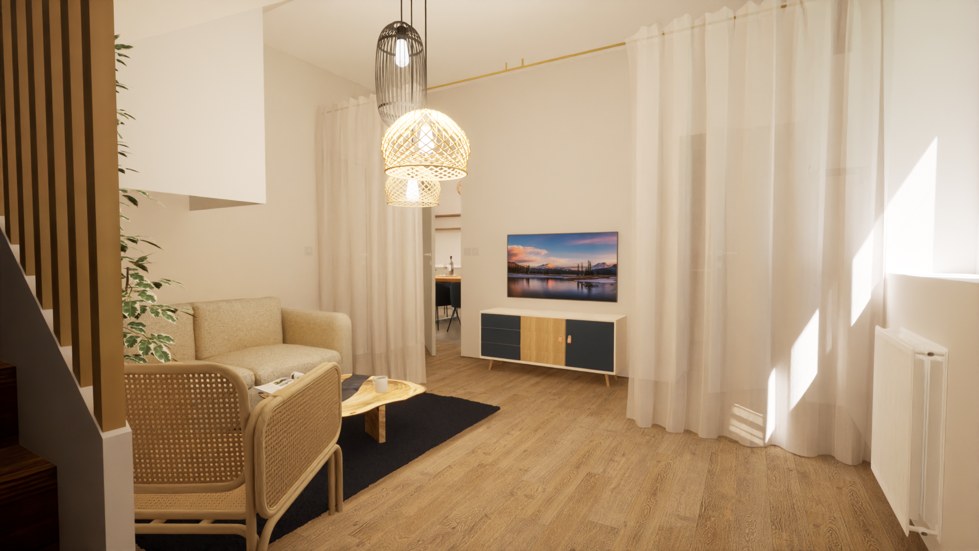 Espace salon aménagé pour les invités au Domaine du Grand Morin.